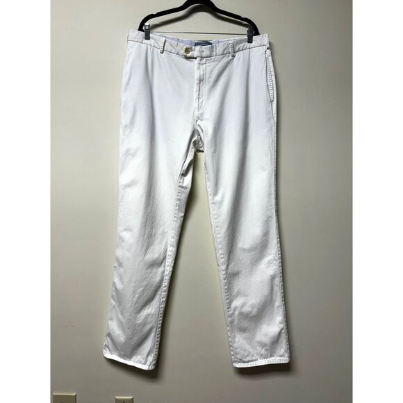 PETER MILLAR White Pima Cotton Flat Front Chino, Sz 38 x 35